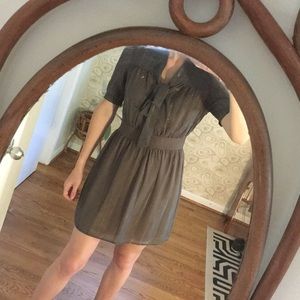 Gray and Gold Dress with Bow